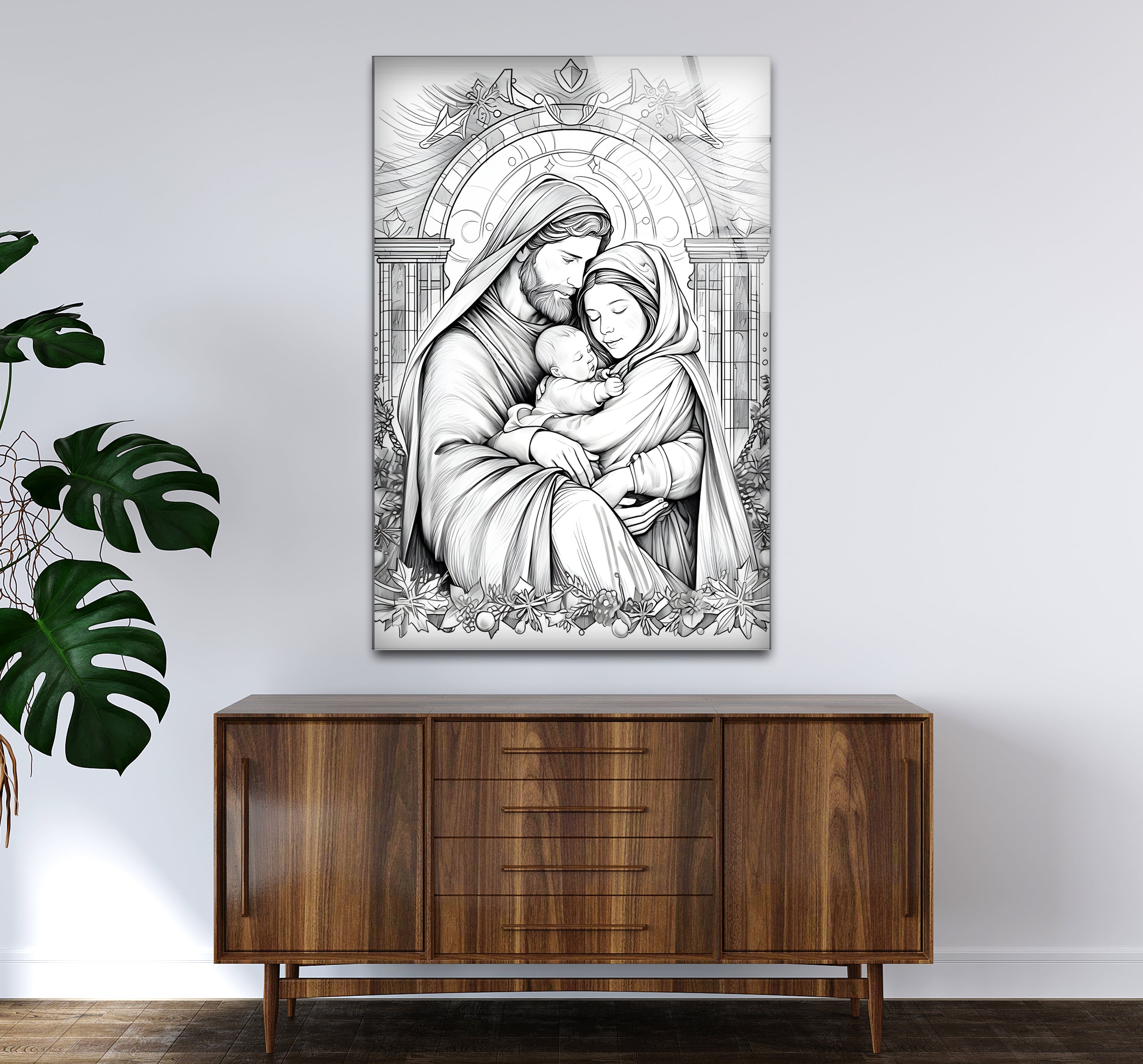 Black & White Christmas Soul Glass Wall Art - Elegant Holiday Home Decor for Living Room, Bedroom & Office - Perfect Gift for Christmas & Winter Season