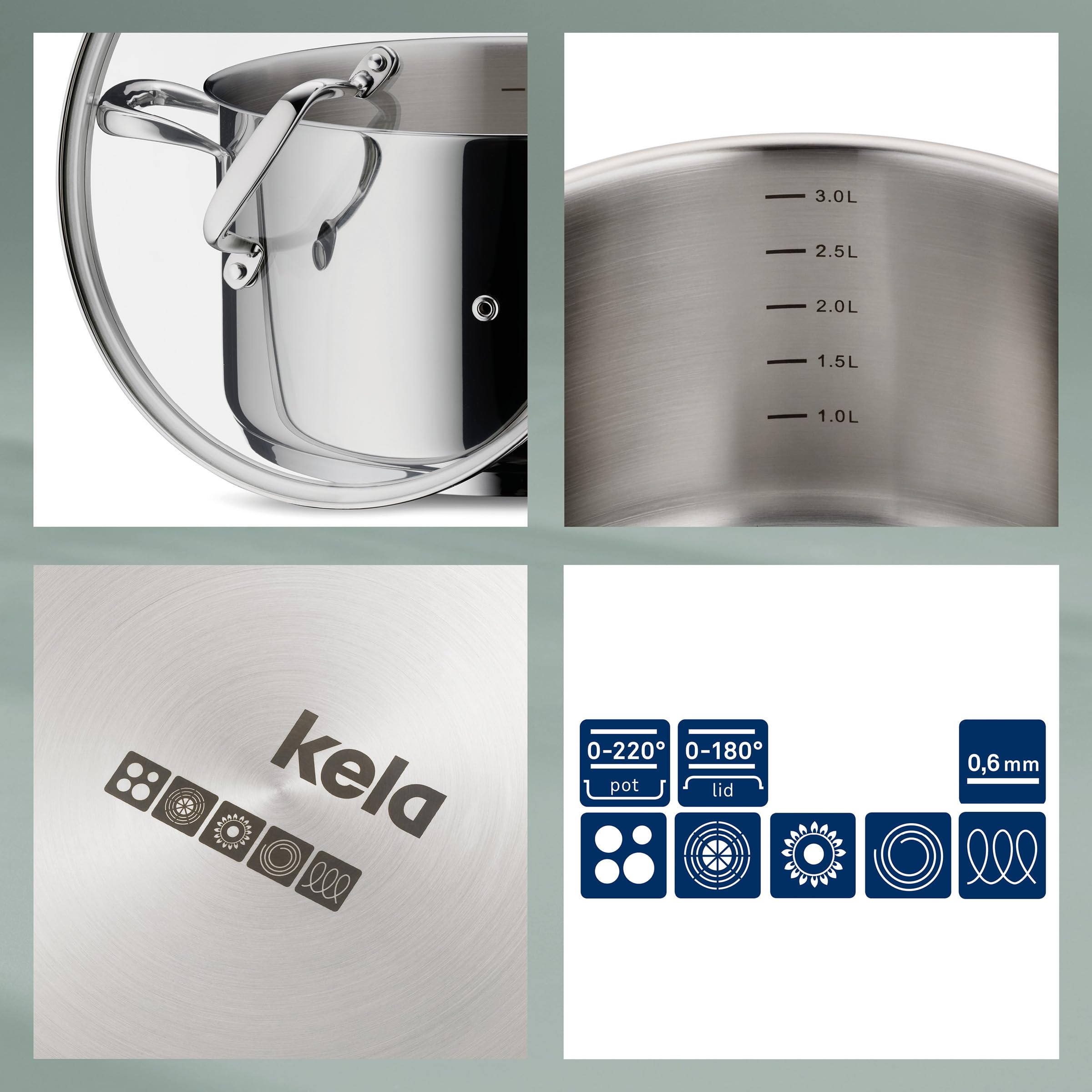 Premium 7-Piece Stainless Steel Cookware Set - Optimal Heat Distribution, Durable Flavoria Collection for Professional & Home Cooking - Perfect for Gas, Electric & Induction Stoves