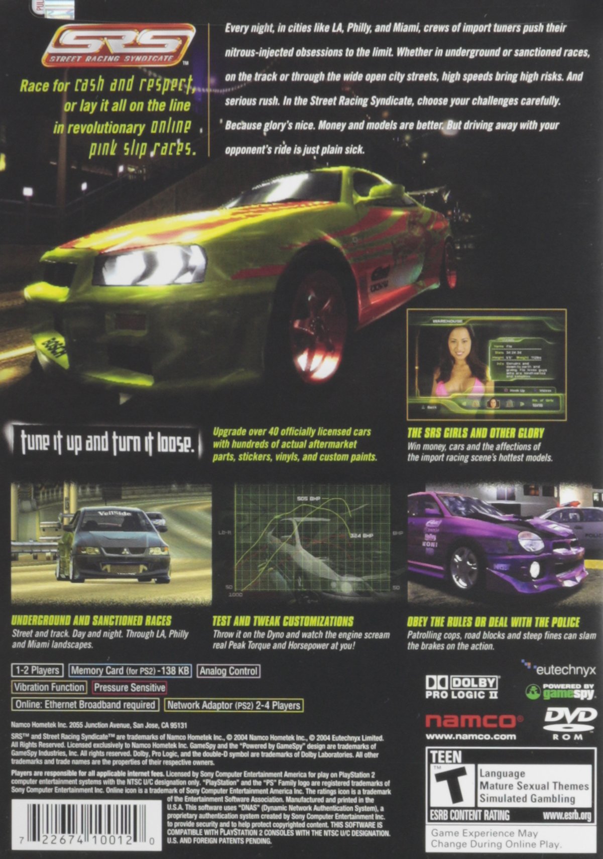 Street Racing Syndicate (SRS) - PlayStation 2 Racing Game - Experience High-Speed Action & Custom Cars for Thrilling Arcade-Style Racing at Home