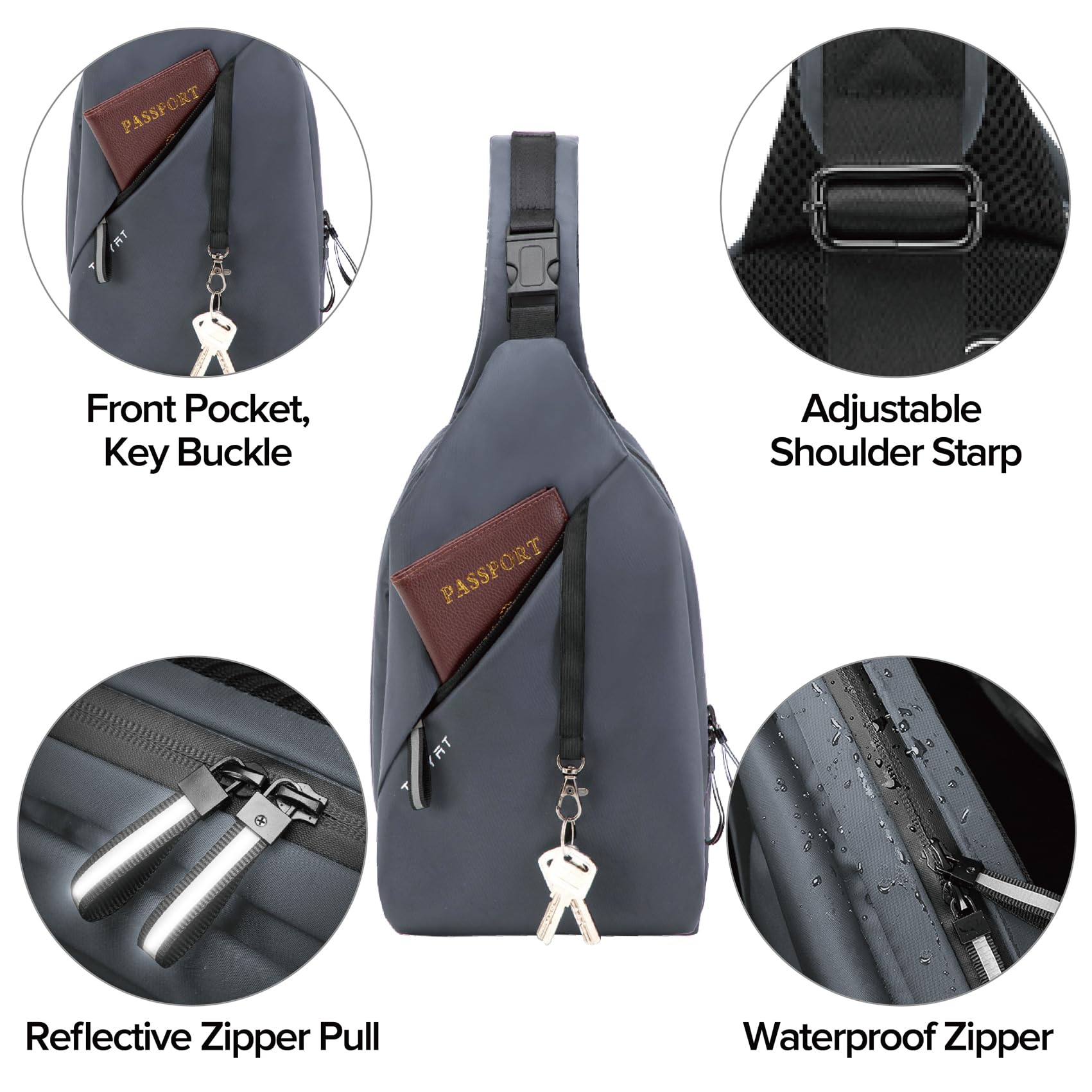 MAYMOONER Small Crossbody Sling Bag for Men & Women - Lightweight Chest Shoulder Bag with Adjustable Strap - Perfect for Outdoor Travel, Hiking, Biking & Everyday Use