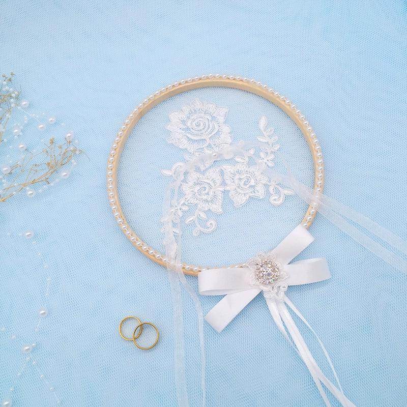 Handmade Pearl Bud Ring Pillow - Elegant Wedding Accessory for Bridal Bouquet, Ring Bearer, and Ceremony Decor