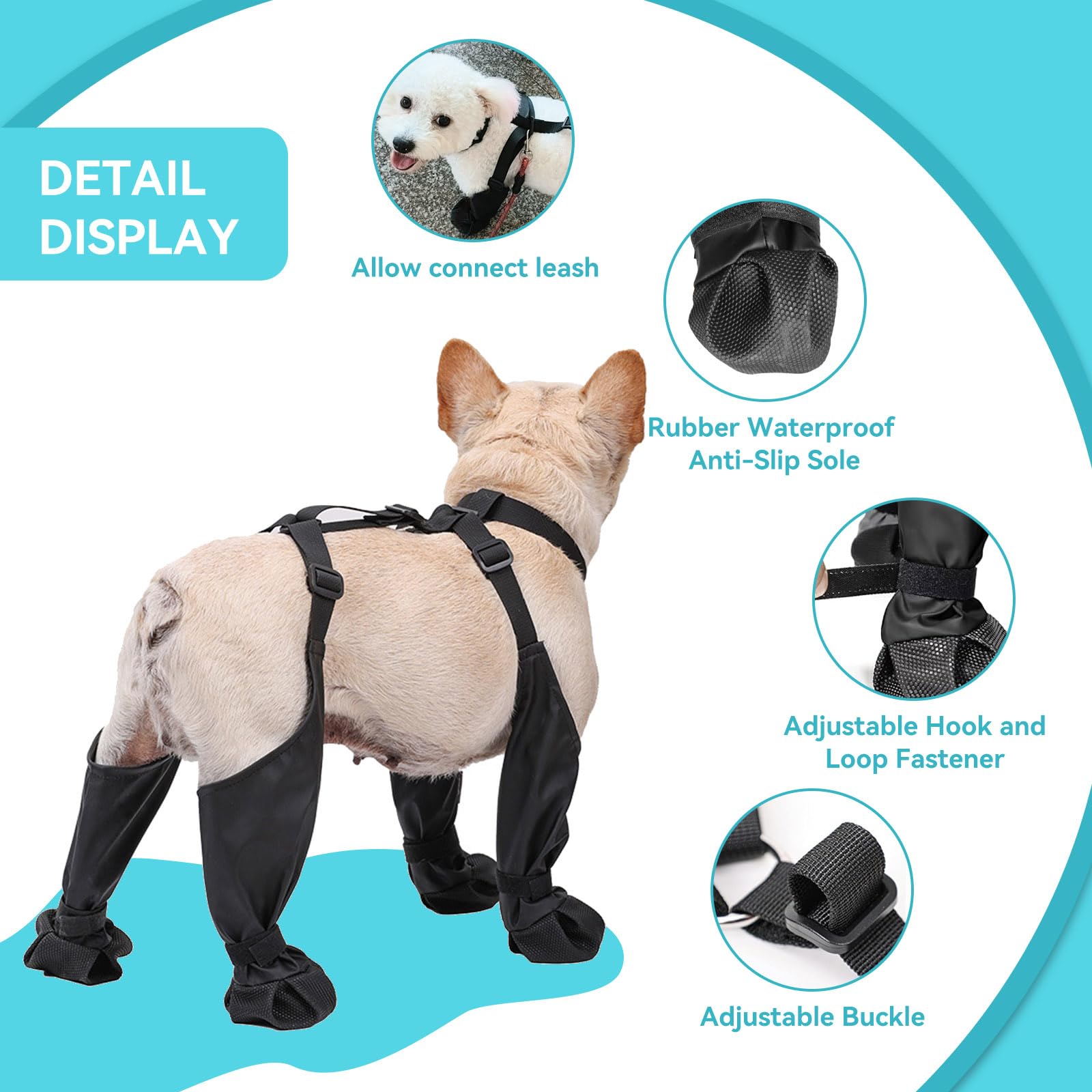 NAMSAN Adjustable Dog Boots - Waterproof Anti-Slip Paw Protectors for Medium Dogs | Summer Hot Pavement & Winter Hiking Shoes | Perfect for Outdoor Walking, Rainy Days, and Snowy Terrains