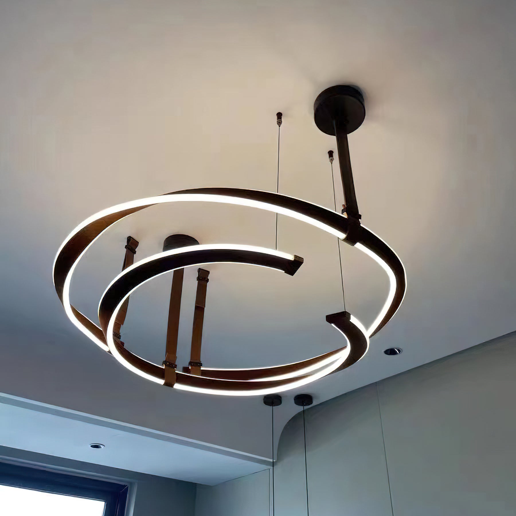 Finopi Elegant Crystal Chandelier - Modern Ceiling Light Fixture for Dining Room, Living Room & Bedroom | Perfect for Home Decor & Wedding Venue Lighting