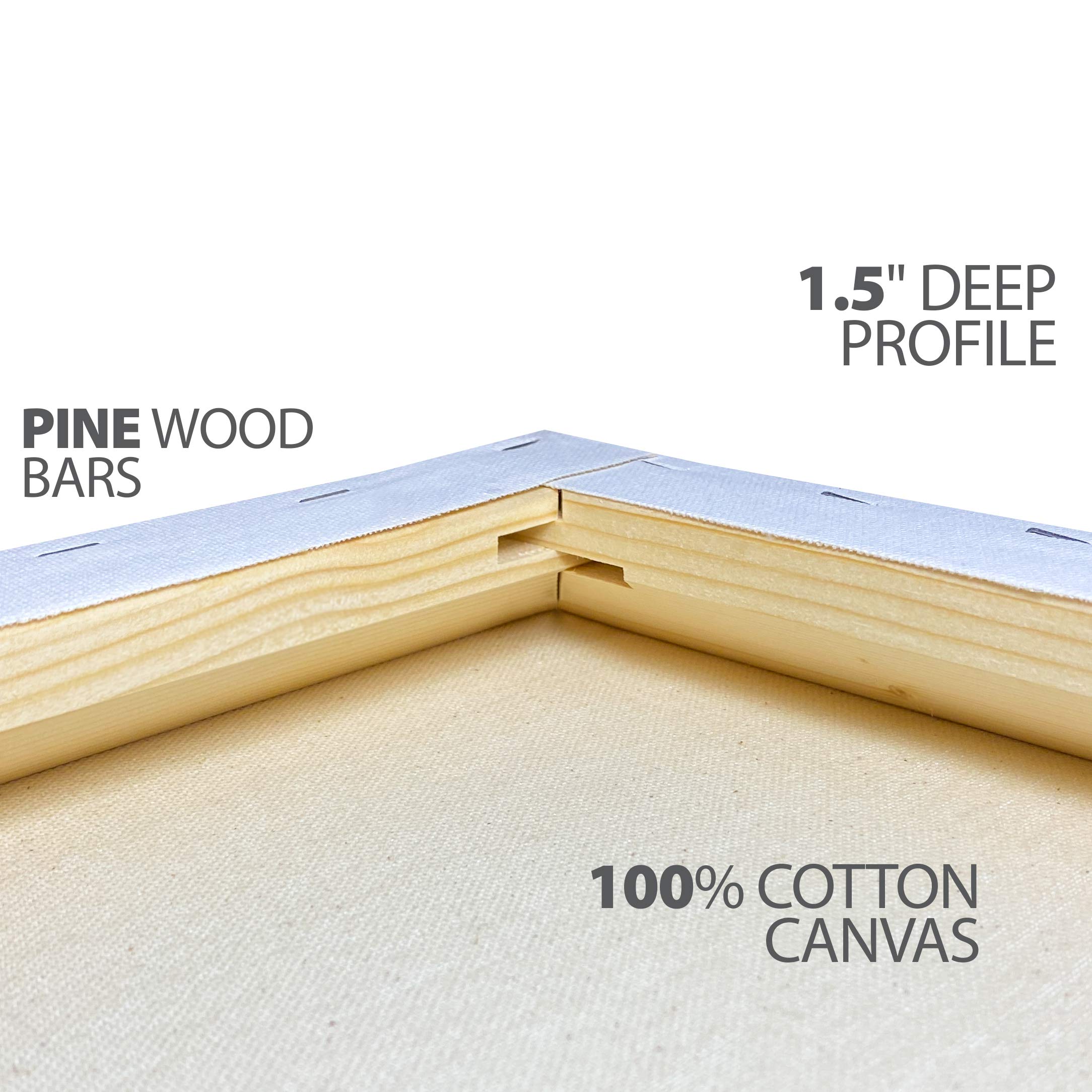 Premium Stretched Artist Canvas 48x60 Inches - 2 Pack Gallery Wrapped 1.5
