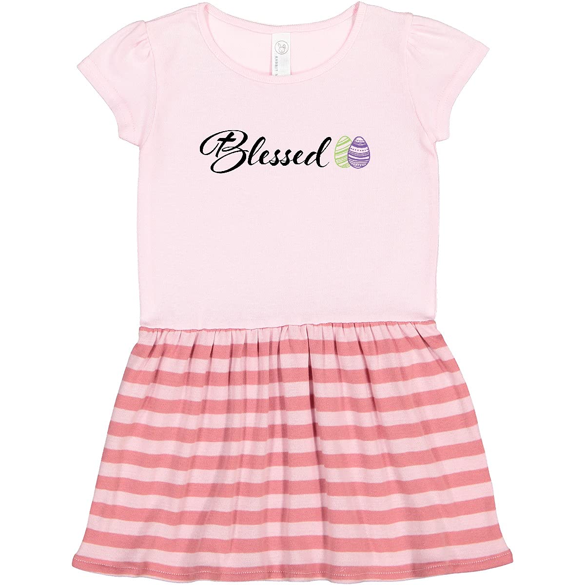 Inktastic Easter Blessed with Green and Purple Eggs Toddler Dress - Cute Holiday Outfit for Girls, Easter Sunday Church & Spring Family Photos