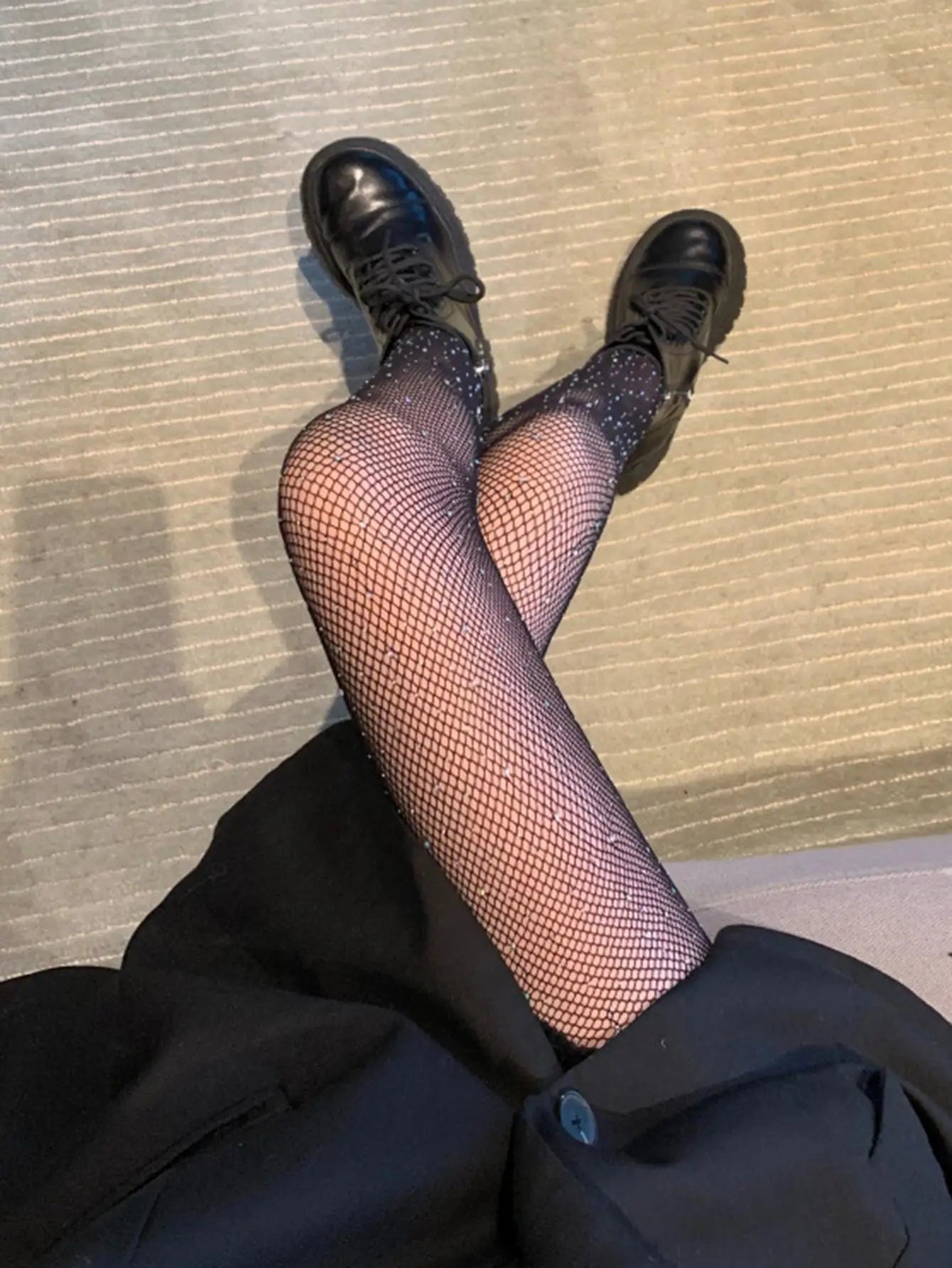 Sparkling Diamond Black Fishnet Stockings for Women - Trendy & Sexy Sheer Hollow Out Stockings - Perfect for Spring Fashion, Parties & Date Nights
