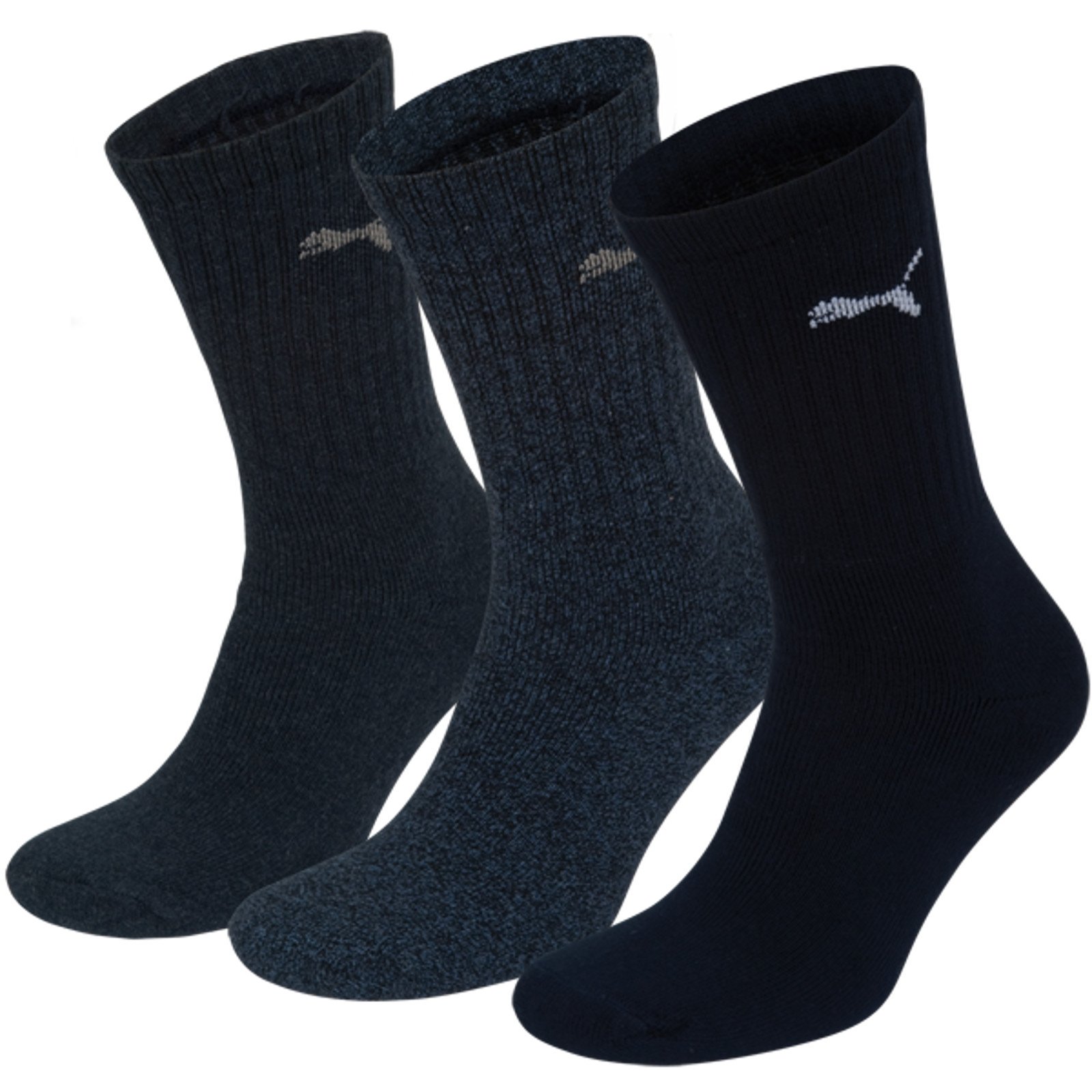 Puma Men's & Women's Athletic Sports Socks 3-Pack (Size 6.5-8.5) - Navy Blue - Comfortable & Breathable for Running, Gym & Everyday Wear