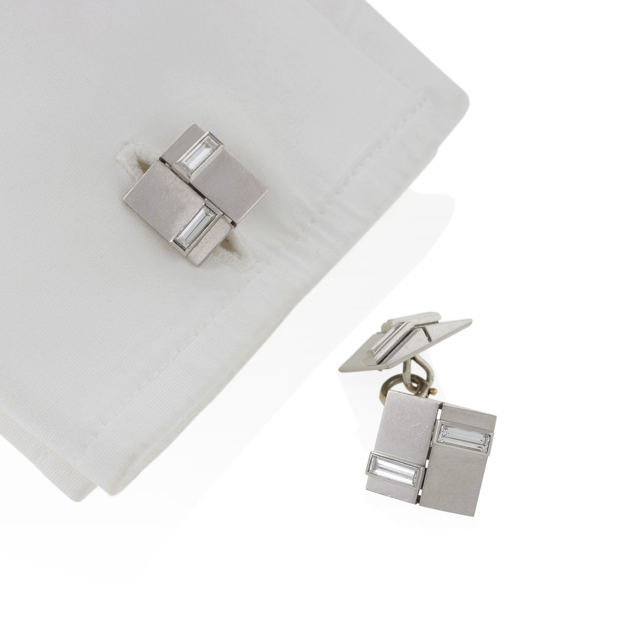 Van Cleef & Arpels Diamond & Platinum Cufflinks for Men - Luxury Wedding & Formal Dress Accessories - Perfect for Grooms, Business Gifts & Special Occasions