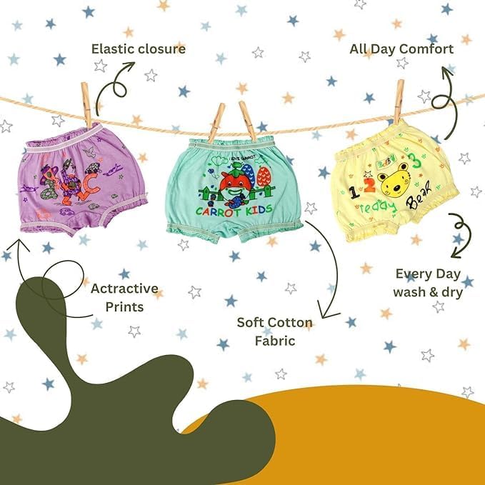 **Cartoon Printed Cotton Bloomer Underwear for Baby Boys & Girls - Soft, Breathable & Skin-Friendly Unisex Underwear - Perfect for Playtime, Sleep & Everyday Comfort**