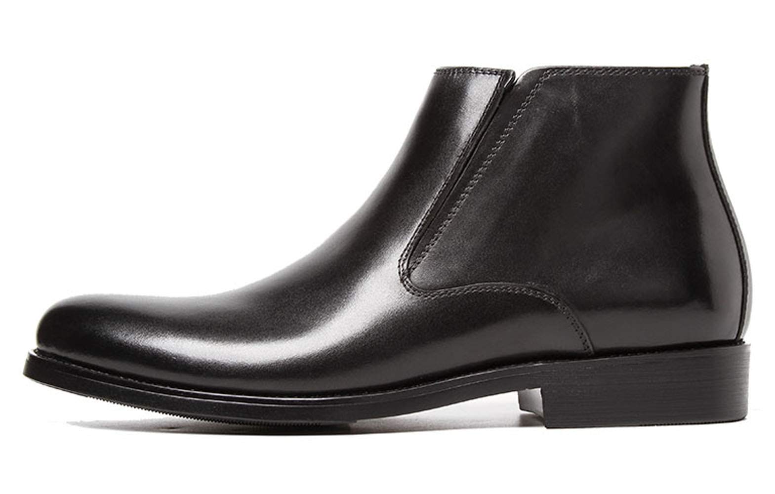 Santimon Men's Chelsea Boots - Genuine Leather Ankle Boots with Side Zipper, Fashion Dress Boots for Men in Black & Tan - Perfect for Casual, Office & Night Out