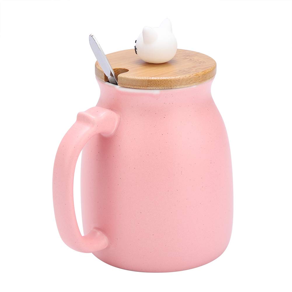 Elegant 420ml Rose Pink Coffee Mug with Lid & Spoon - Perfect for Tea, Milk, Beer & Hot Drinks - Ideal for Home, Office & Gifts