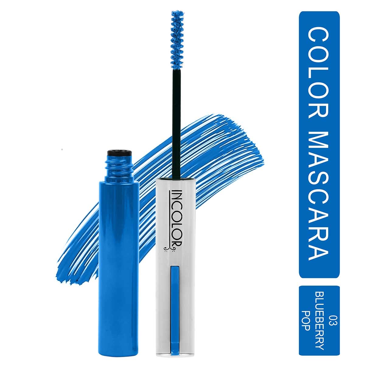 INCOLOR Lightweight Natural Mascara - Smudge Proof, Long Lasting Vegan Eye Makeup (Blueberry Pop, 6ml) for Everyday Wear & Professional Use | Perfect for Office, Parties & Special Occasions