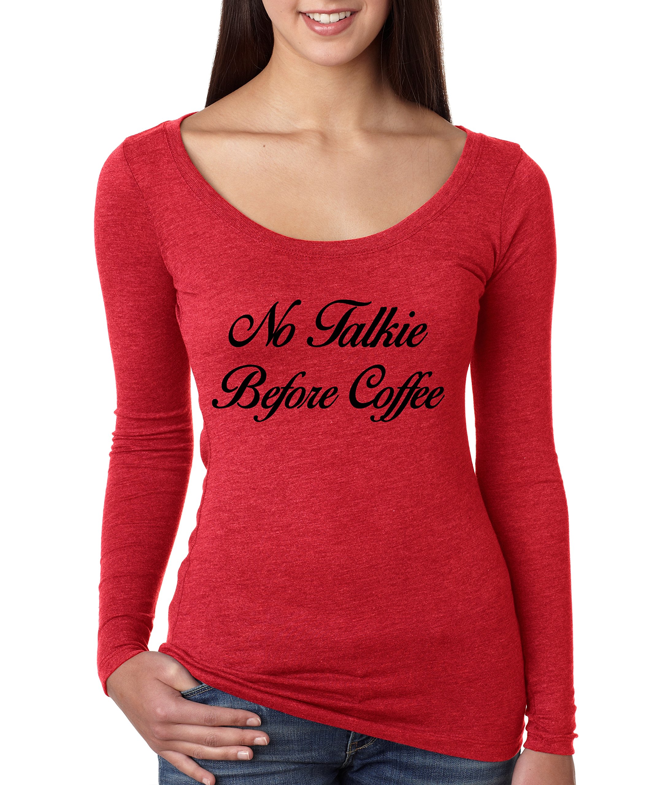 ALLNTRENDS Women's No Talkie Before Coffee Love Graphic T-Shirt - Casual Funny Sarcastic Tee for Coffee Lovers, Perfect for Morning Wear, Workout, and Gifts
