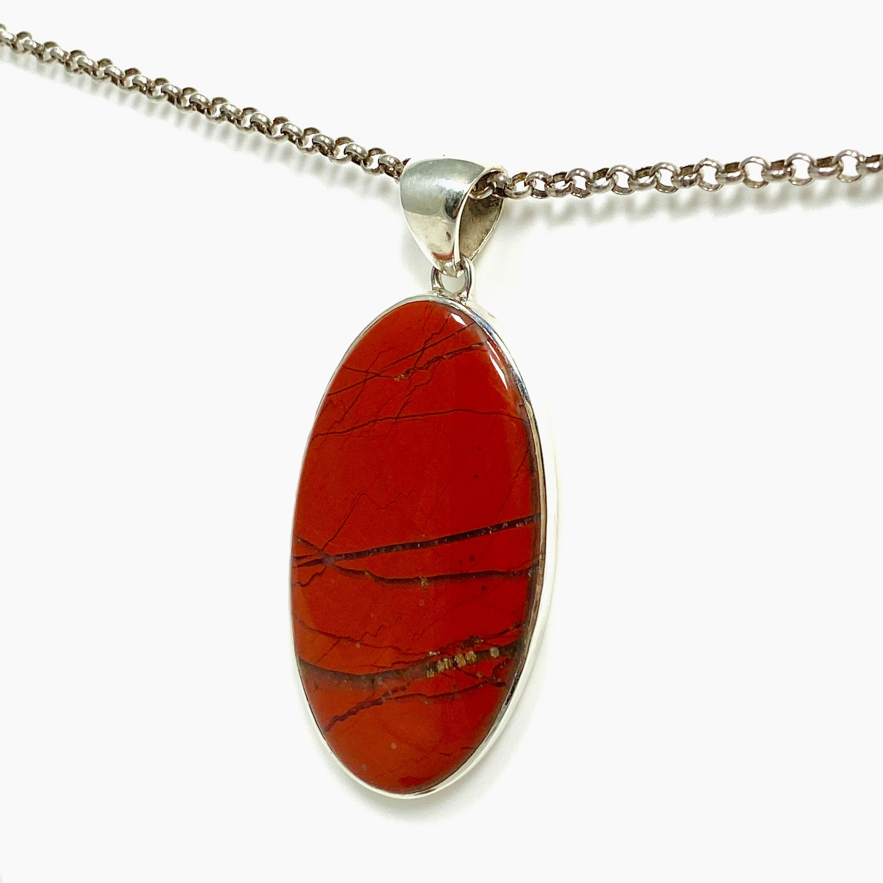 Red Jasper Oval Pendant Necklace - Natural Stone Jewelry KPGJ4442 for Healing, Protection & Spiritual Balance | Perfect for Meditation, Yoga & Energy Work
