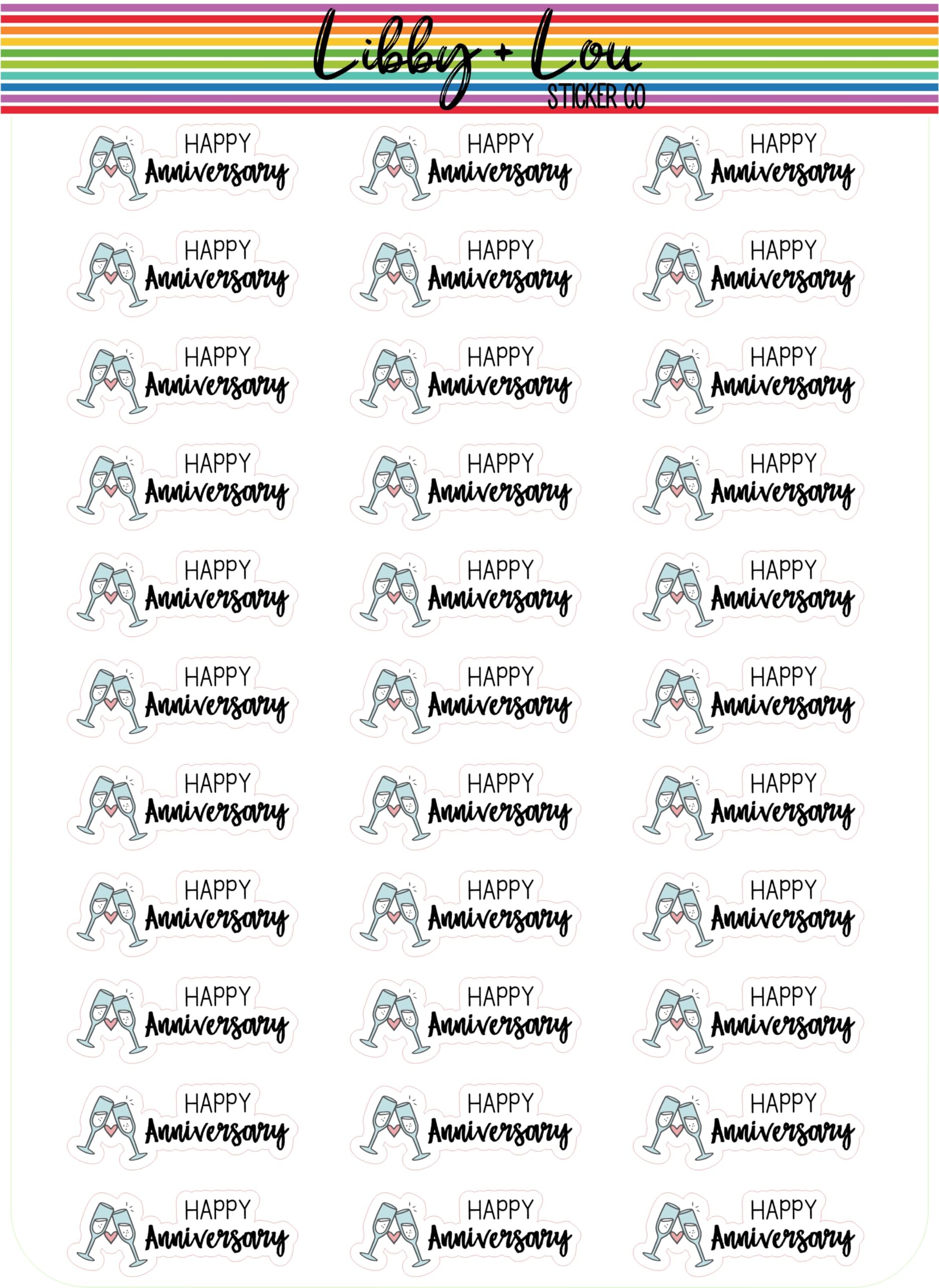 Happy Anniversary Planner Stickers - Perfect for Scrapbooking & Journals