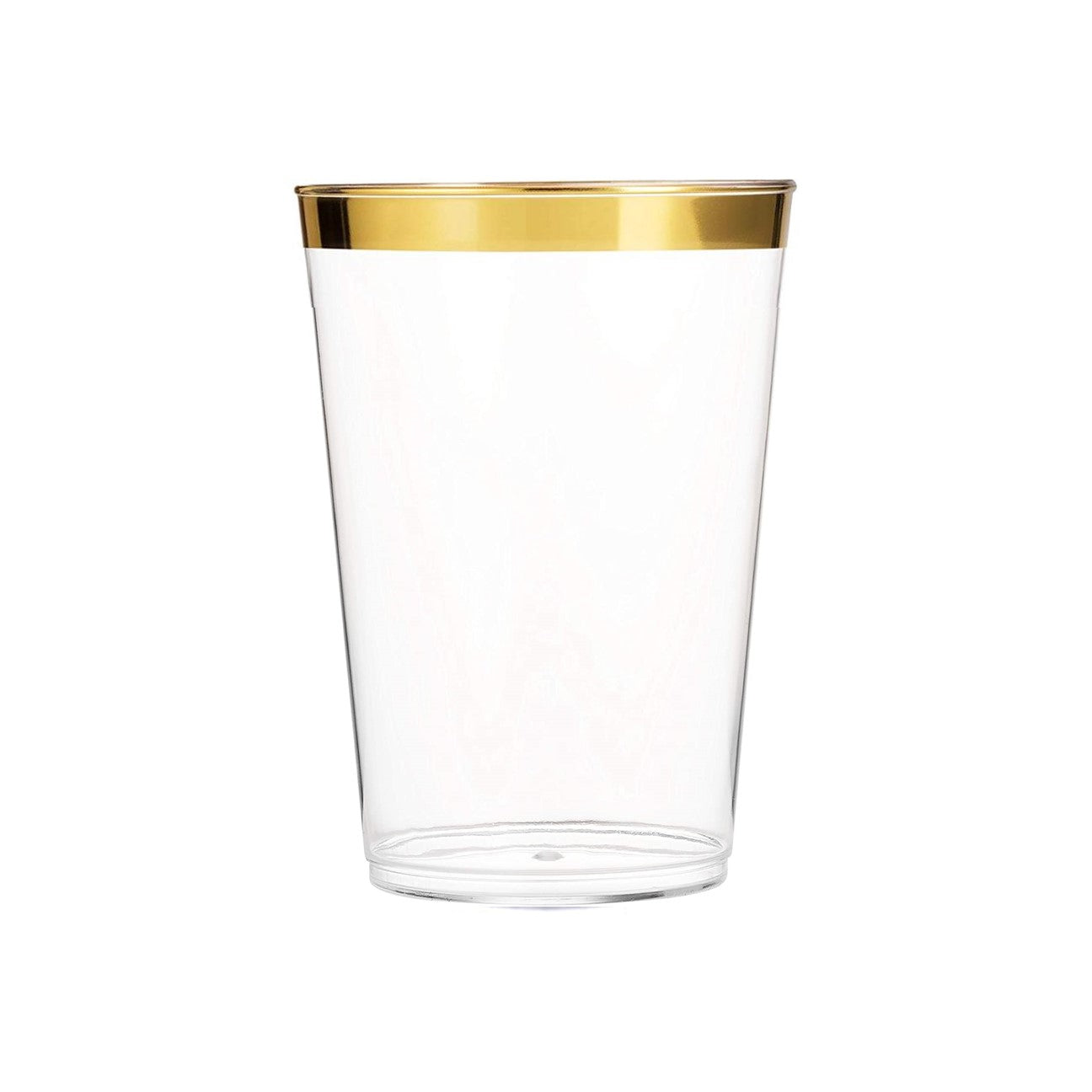 12 Oz Clear Plastic Cups with Gold Rim - Disposable Gold Plastic Tumblers for Parties, Weddings, and Events - Bulk Pack of 50