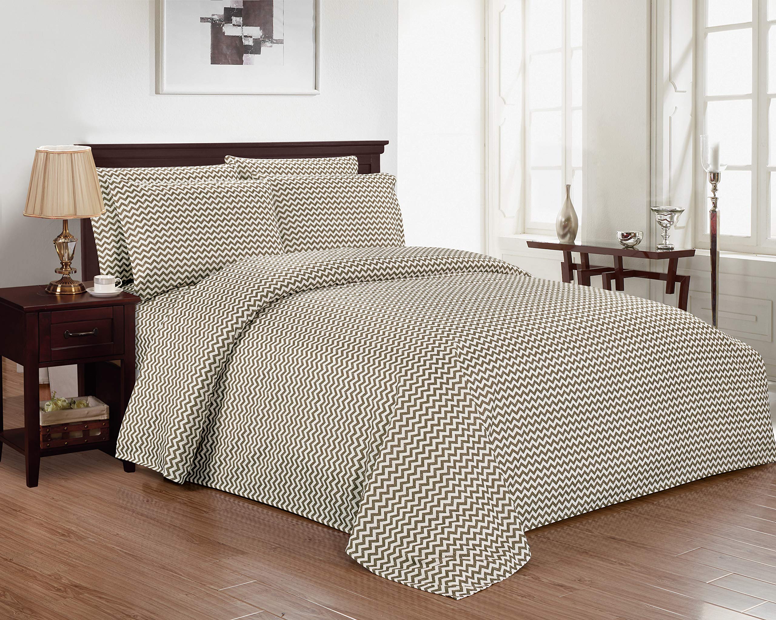 Kensie Casey Soft & Breathable Bed Sheet Set - Taupe (Full/Queen/King Size) | Luxury Bedding for Comfortable Sleep & Hotel-Style Home Decor
