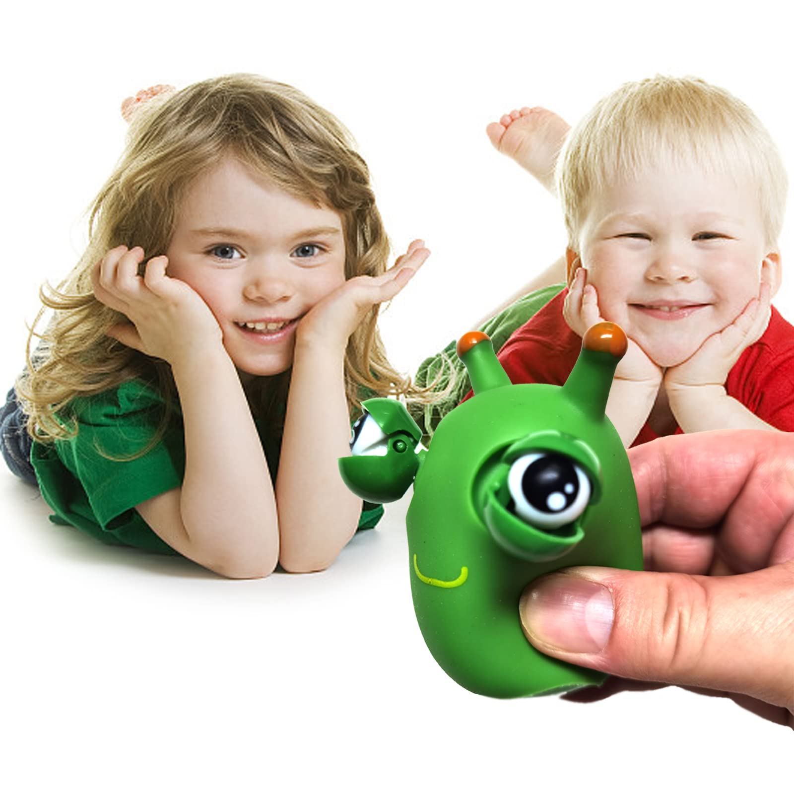 6 Pack Funny Pop-Out Grass Worm Pinch Stress Relief Toys - Squeeze & Bounce Eye Worms for Kids & Adults - Perfect for Office, Classroom & Home Fidgeting