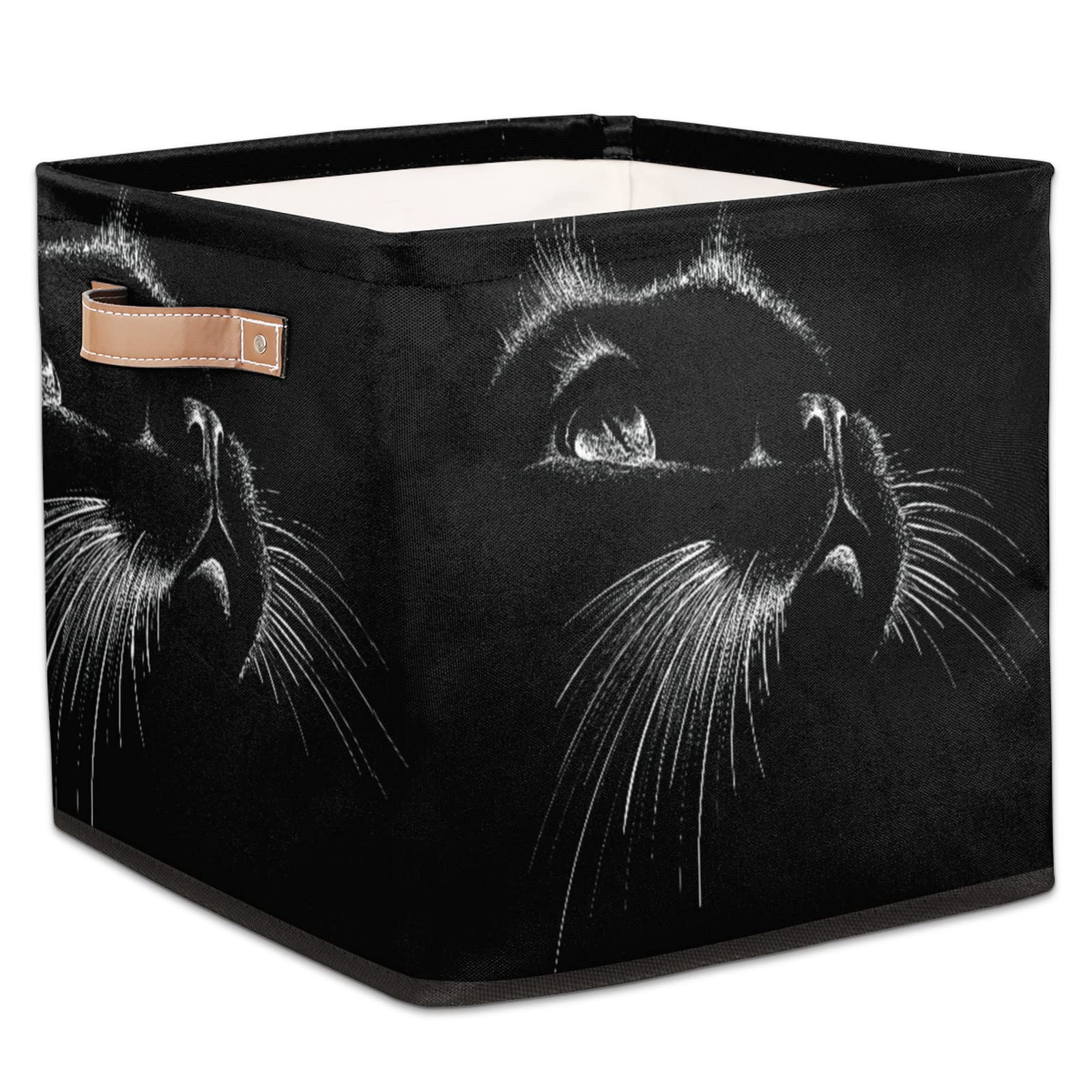Black Cat Storage Basket with Handles - Foldable Fabric Storage Bin for Closet, Nursery, Pantry & Toy Organization - Perfect for Home Decor, Kids Room & Pet Supplies Storage