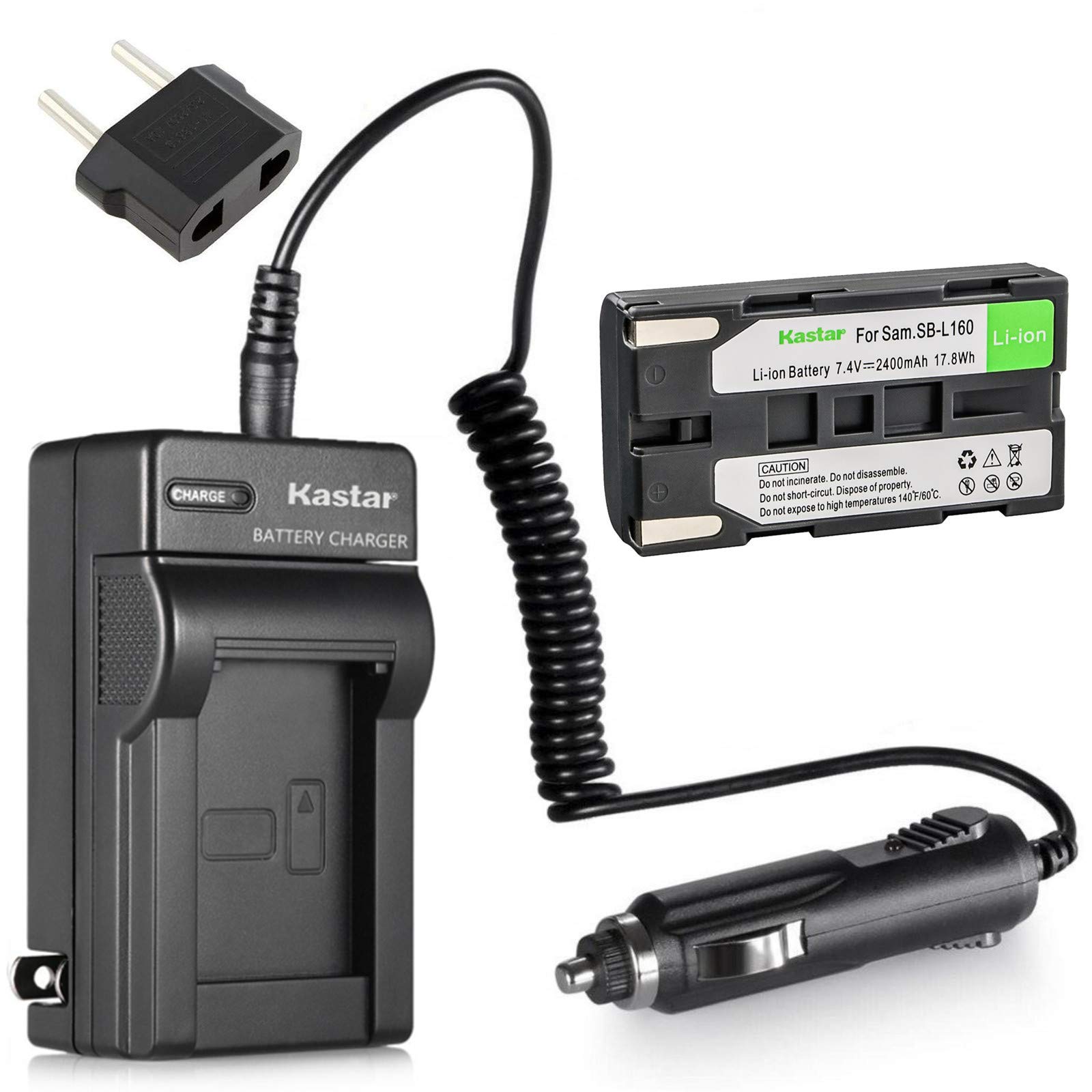 Kastar SB-L160 Replacement Battery and Charger Kit for Samsung Camcorders SC-L901 SC-L903 SC-L906 SC-L907 SC-W61 SC-W62 SC-W71 SC-W73 SC-W80 SC-W87 SC-W97 VM-A110 VM-A2300 VM-A300 VM-A320 VM-A3400T VM-A350 VM-A400 - Perfect for Travel, Vlogging & Professional Video Recording