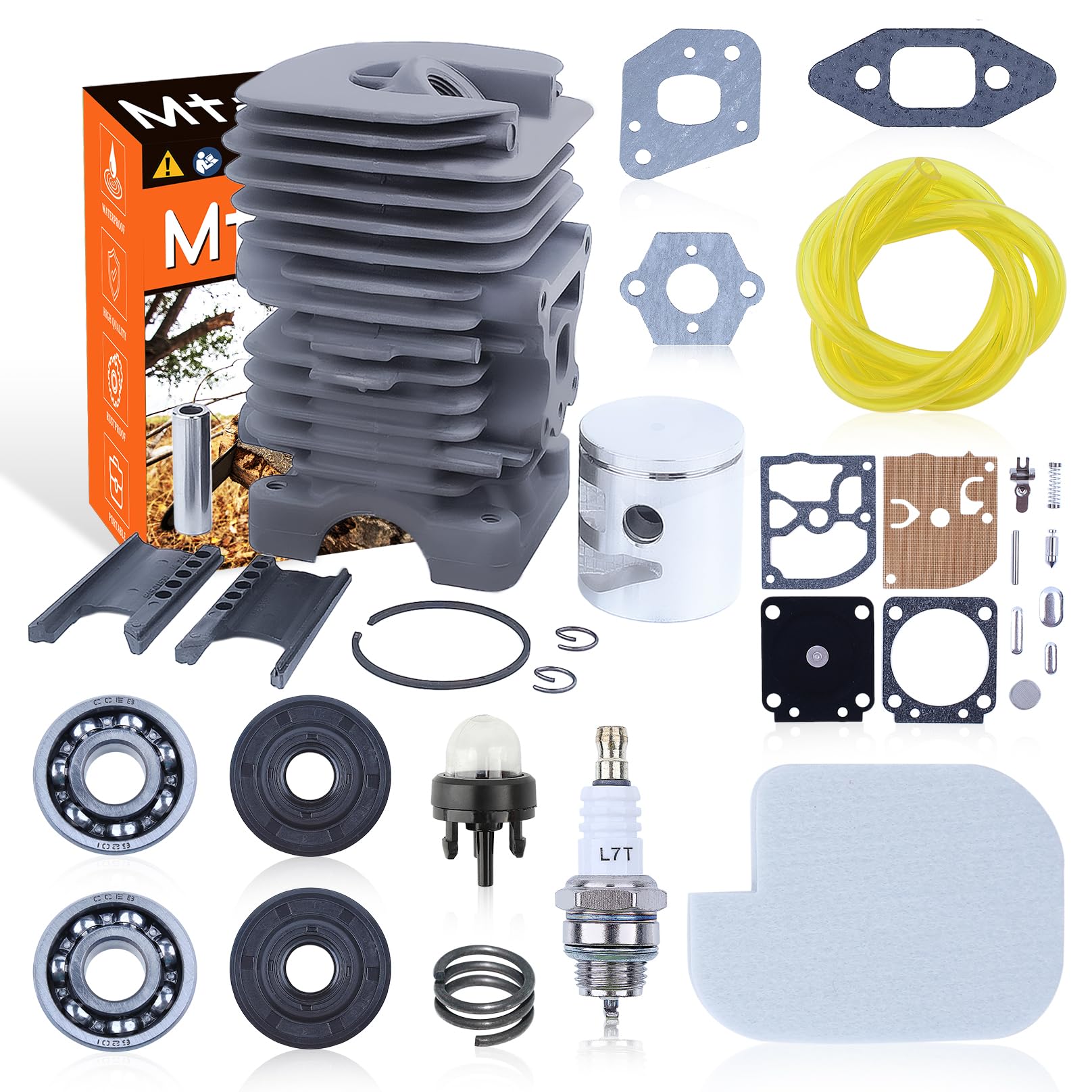 Poulan Chainsaw Parts - Cylinder Piston Kit for PP3816AV PP4218AV SM4218AV SM4518AVX with Spark Plug, Primer Bulb, Gasket Set, Carb Kit & Air Filter - Replacement Parts for Poulan Chainsaw Repair & Maintenance