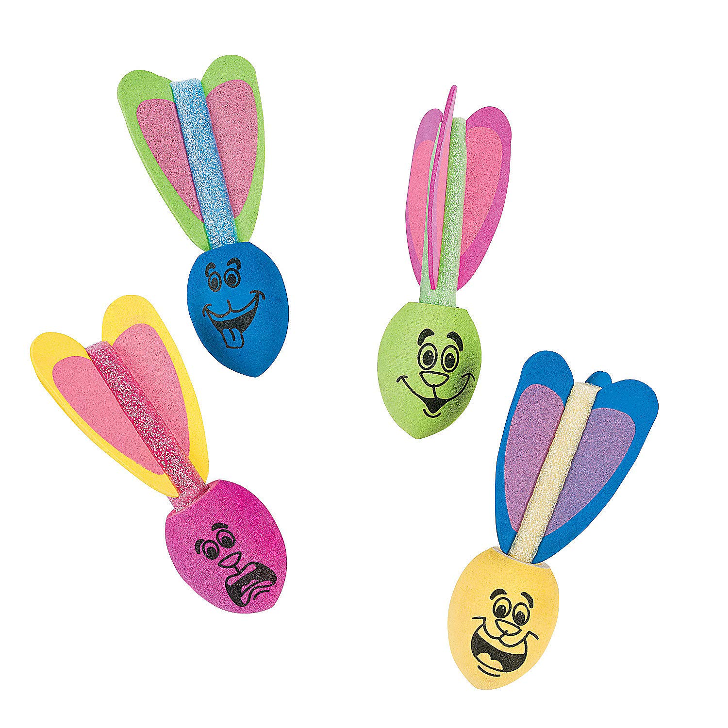 Fun Express Bunny Ear Missile Launchers (24-Piece Set) - Colorful Easter Toy Missiles for Kids - Easter Party Favors & Egg Hunt Games - Perfect for Holiday Celebrations, Birthday Parties & Outdoor Play