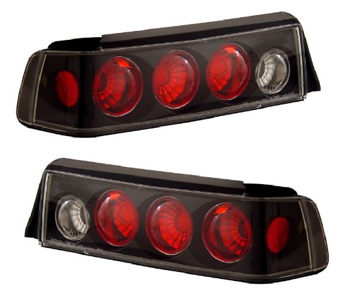Honda Civic 88-91 3 Door Tail Lights Set - 3PC Black Smoke Lens Replacement for Improved Visibility & Style - Perfect for Night Driving & Car Customization