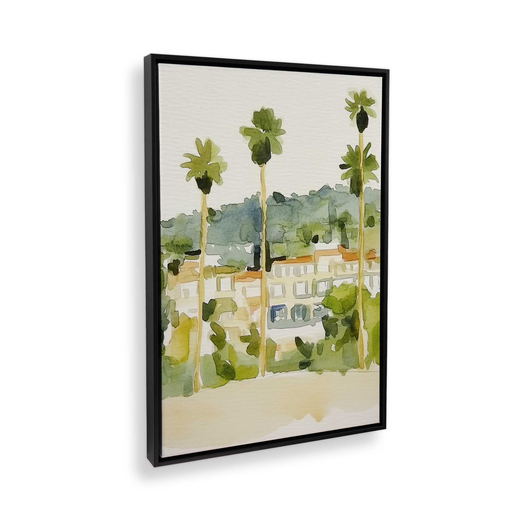 Desert Palms and Villas II Canvas Wall Art Print - Tropical Landscape Painting for Living Room, Bedroom & Office Decor