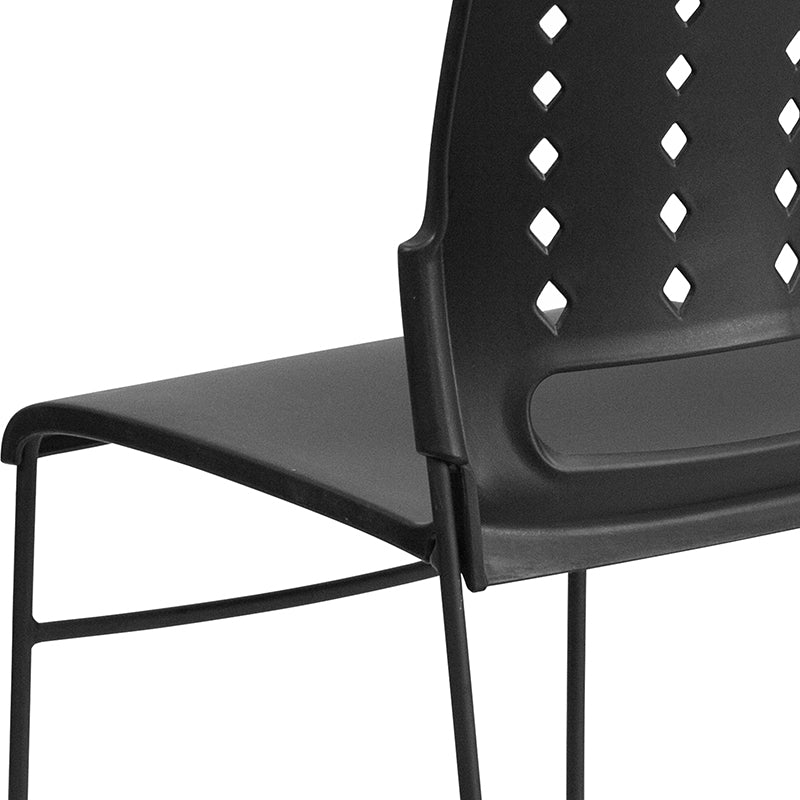 FLASH HERCULES Series 881 lb Capacity Black Sled Base Stackable Chair with Air Vent Back - Heavy Duty Folding Chairs for Events, Banquets, and Conference Rooms