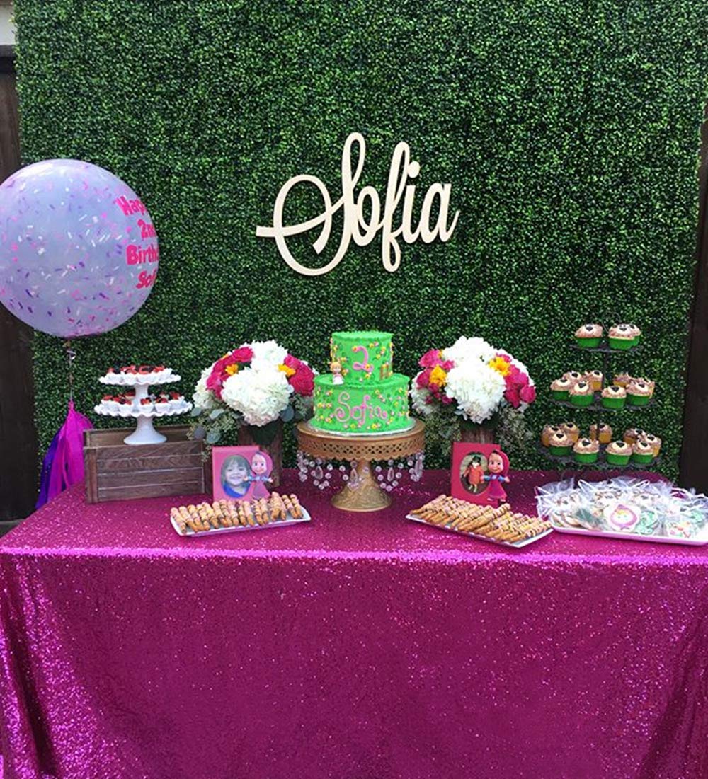 B-COOL 50x50 Inch Fuchsia Sequin Tablecloth - Sparkling Square Glitter Table Cover for Wedding, Party, Birthday, Holiday & Special Events Decor