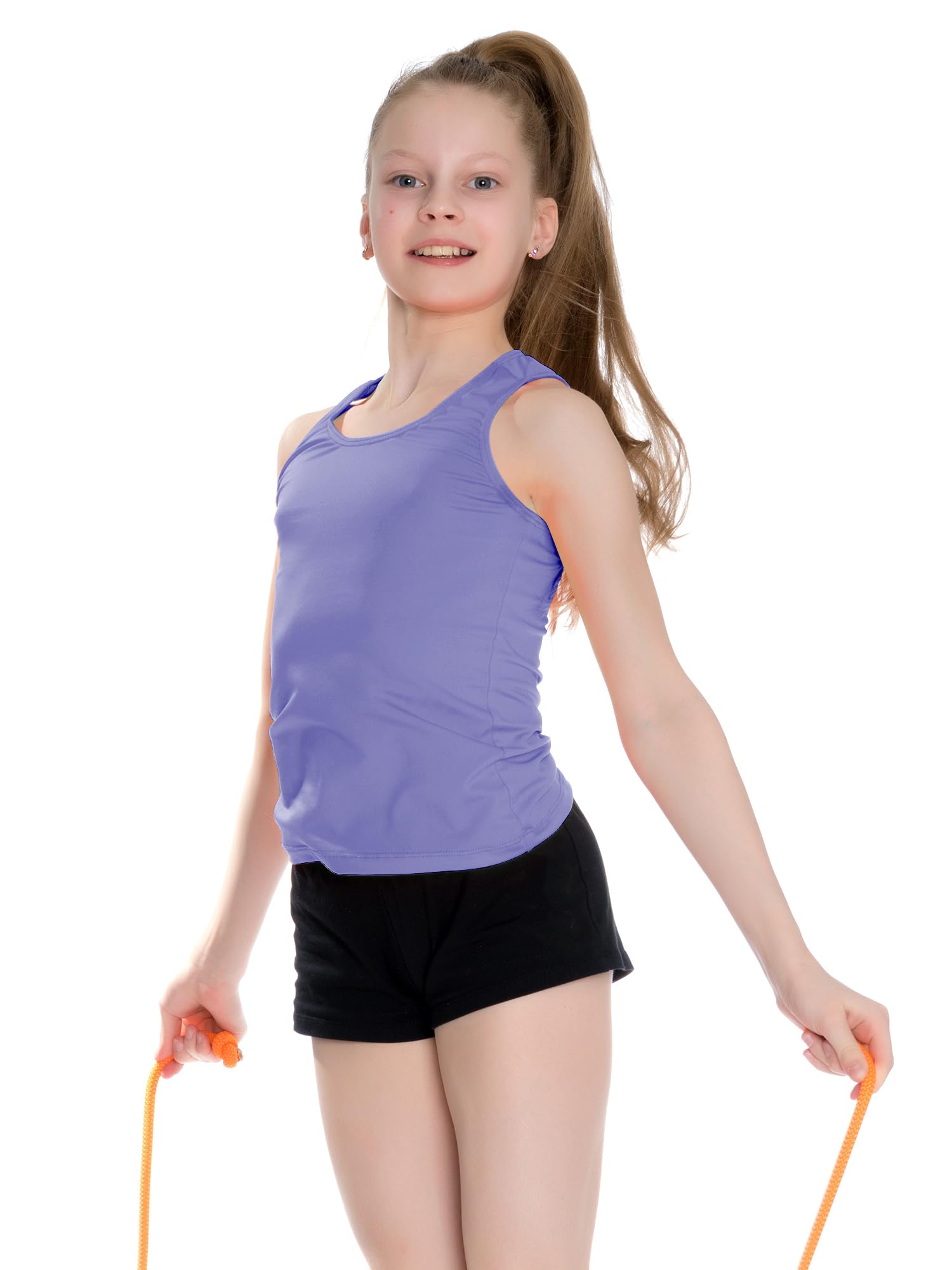 Geyoga 6-Pack Girls Dance Tank Tops - Racerback Crop Tops for Ballet, Gymnastics & Dance | Breathable Sleeveless Performance Wear for Kids Dance Classes & Recitals