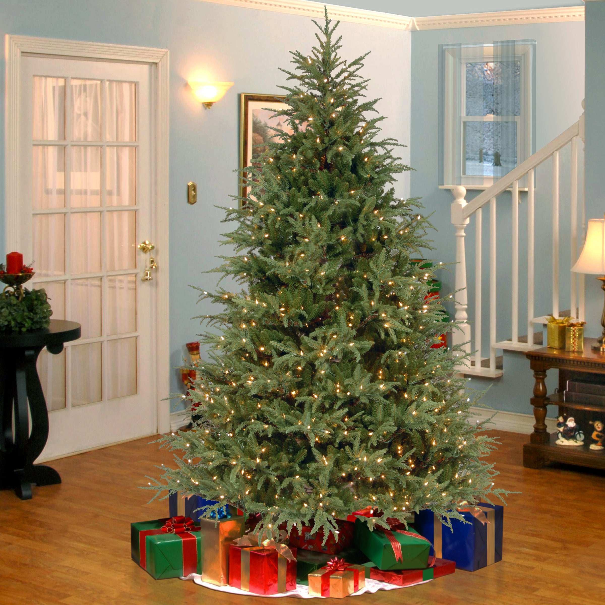 6.5 ft Pre-Lit Fraser Fir Christmas Tree with Clear Lights - Perfect for Living Room, Office, and Holiday Decorations