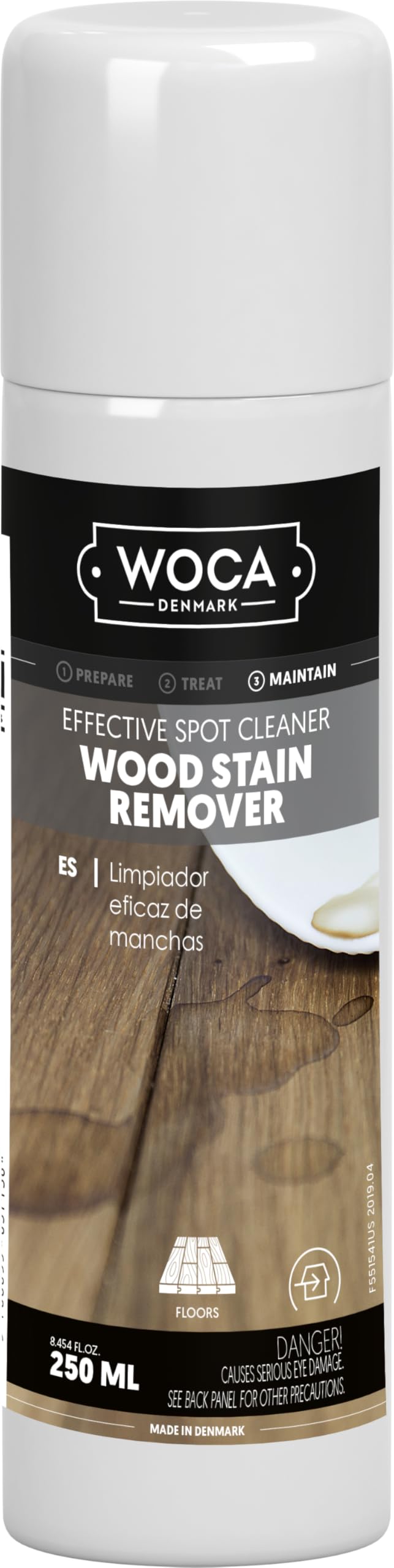WOCA Denmark Wood Stain Remover for Furniture, Cabinets, Floors & Butcher Blocks - 250ml | Safe & Effective Cleaning Solution for Wood Surfaces at Home