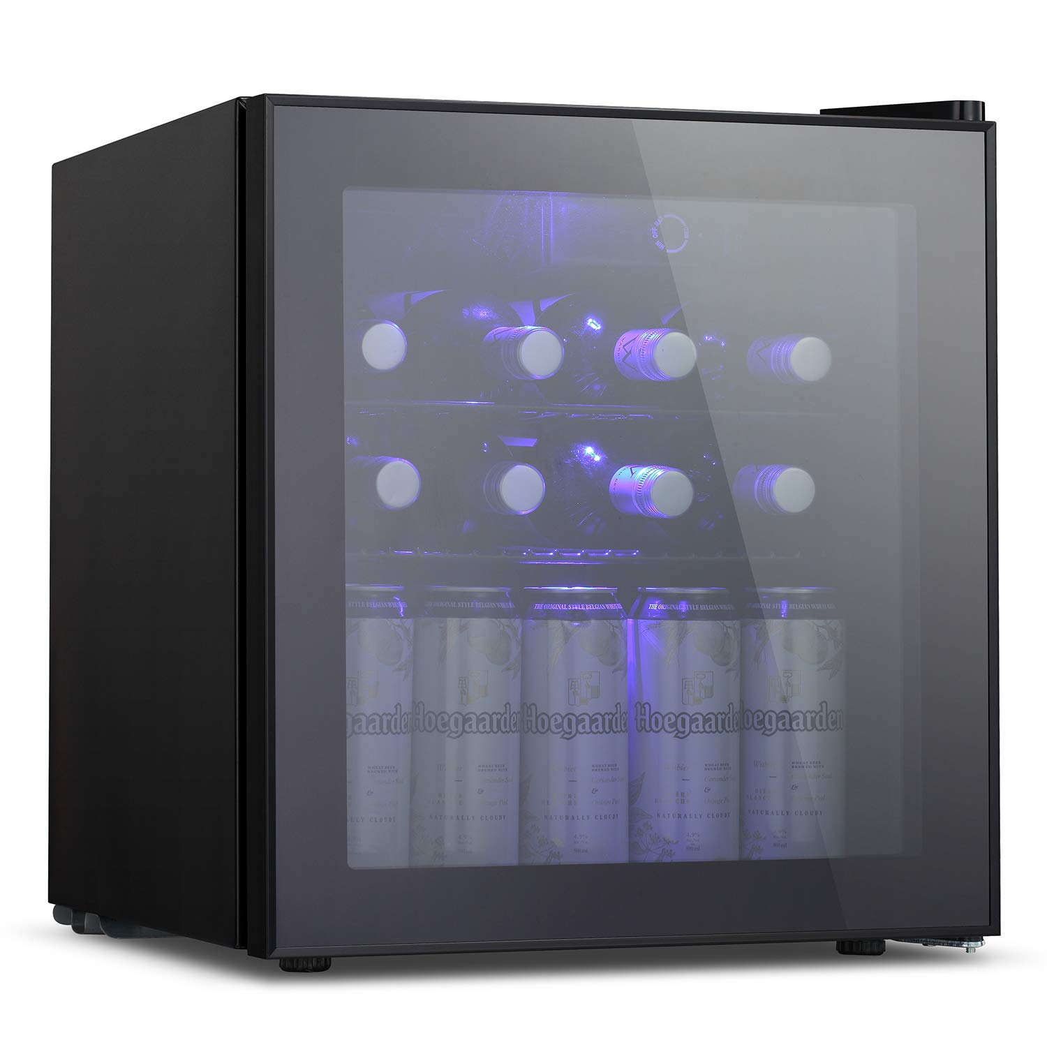 Antarctic Star 1.6 cu.ft Freestanding Wine Cooler Refrigerator - Black Glass Door, Quiet Compressor for Wine, Beer & Soda Storage | Perfect for Home Bars, Kitchen Countertops & Small Spaces