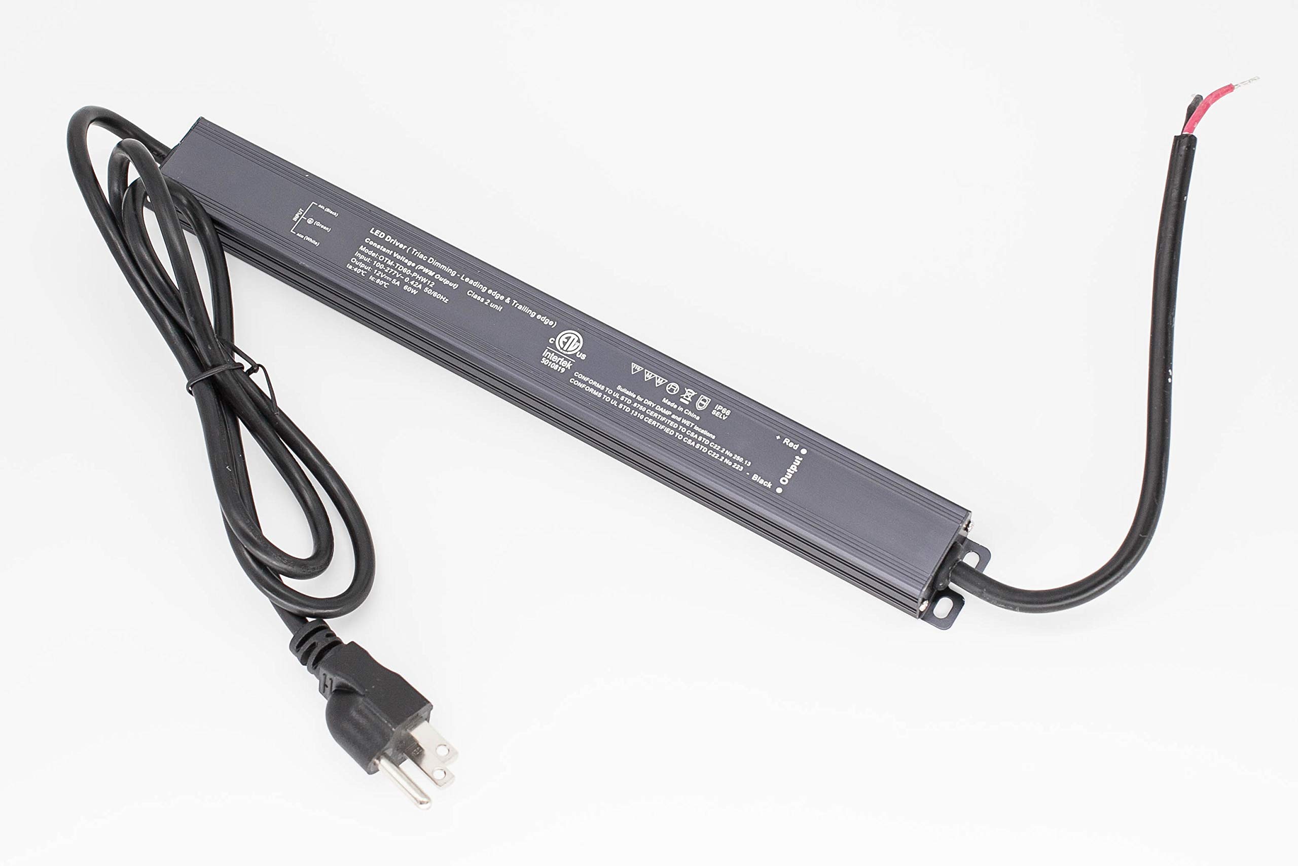 Dimmable 12V 60W LED Driver Power Supply - Class 2 Triac Waterproof, ETL Listed - Compatible with Lutron & Leviton AC Wall Dimmers - Perfect for LED Light Strips, Under Cabinet Lighting & Home Theater Setup