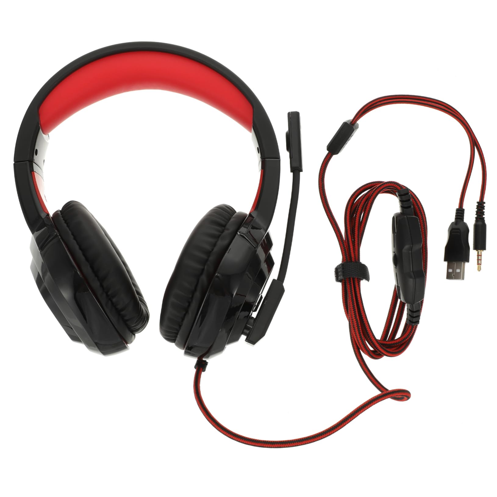 Yardenfun Professional Gaming Headset with Microphone - Over Ear USB/3.5mm Stereo Headphones with LED Lights, Noise Cancelling & Comfortable Fit for PC, PS4, Xbox, Nintendo Switch Gaming & Online Classes