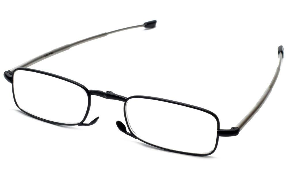 Calabria Folding Metal Reading Glasses - Black, Brown, Gunmetal | Lightweight & Durable for Reading, Travel, Office Use | Perfect for Book Lovers & Professionals