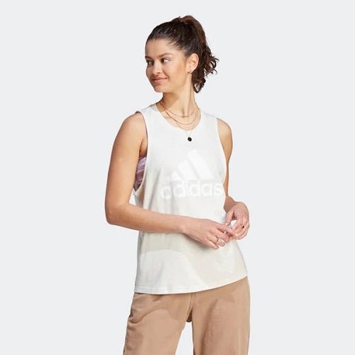 Adidas Women's Big Logo White Tank Top - Breathable Workout Shirt for Gym, Running & Casual Wear
