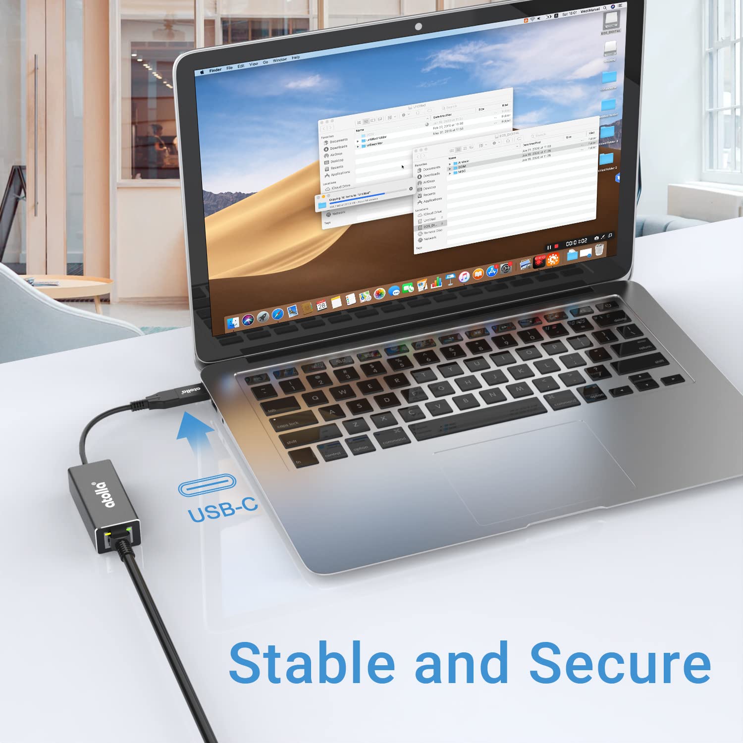 Atolla USB 3.0 to Gigabit Ethernet Adapter (1000Mbps), USB-C to RJ45 Network Converter for MacBook, Windows PC, Laptop - High-Speed Wired Internet Connection for Gaming, Streaming & Remote Work