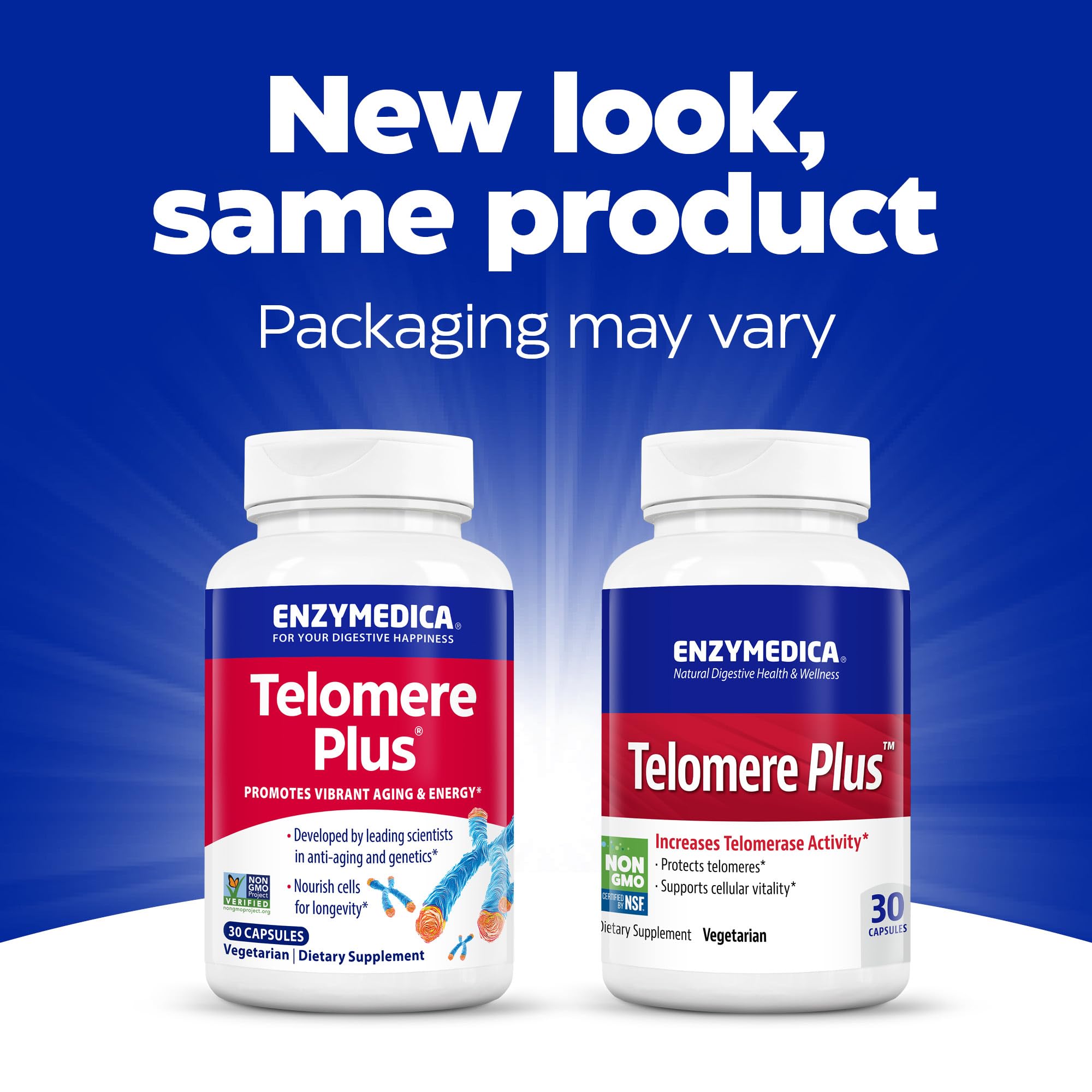 Enzymedica Telomere Plus Supplement - 30 Capsules for Cellular Health & Longevity | Supports Aging & Wellness | Daily Use for Adults
