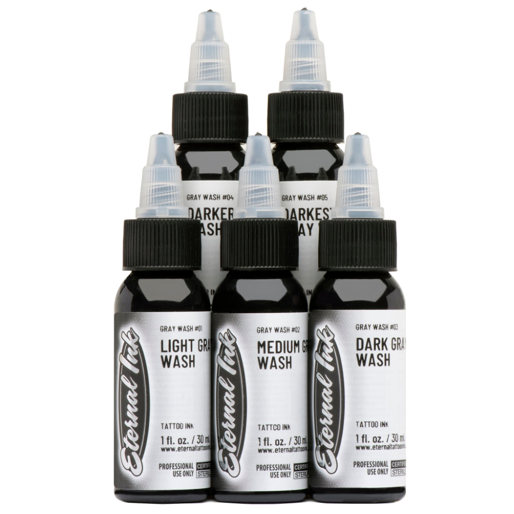 Eternal Ink Eternal Gray Wash Set - Professional Tattoo Ink for Artists | Perfect for Realistic Shading & Tattoo Art | Studio & Home Use