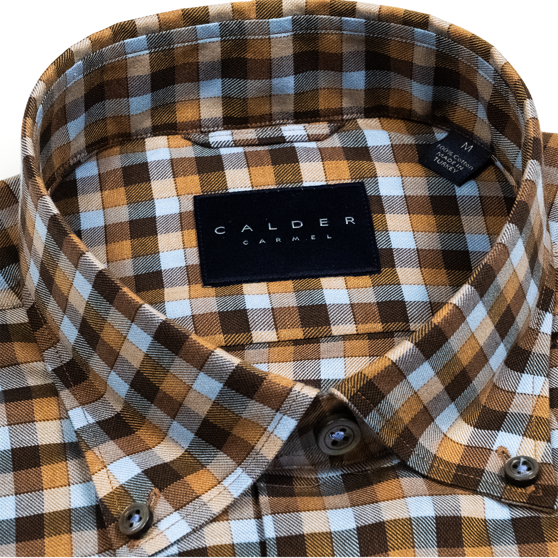 Calder Cocoa Check Long Sleeve Button Down Shirt for Men - Casual Office Wear & Outdoor Activities