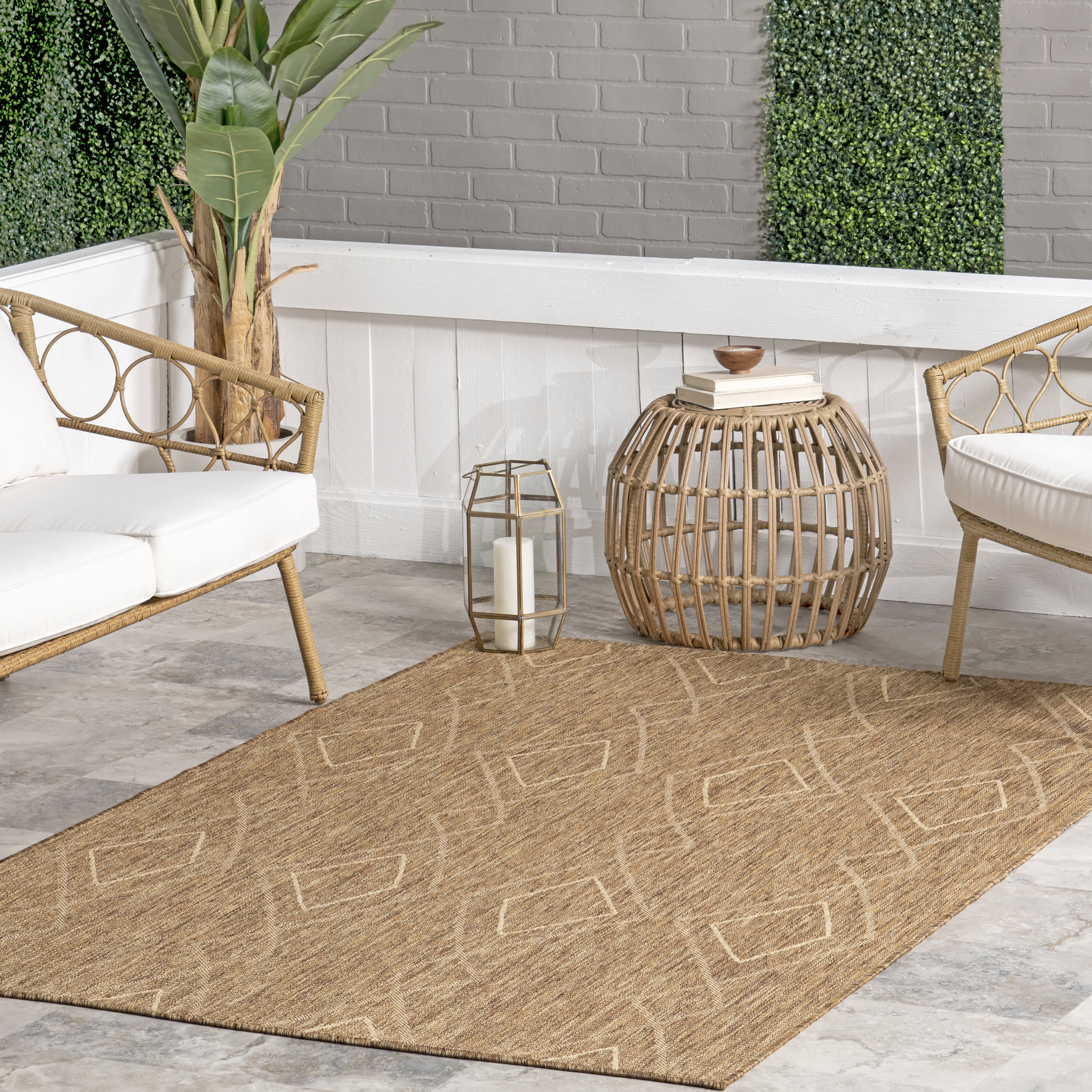 Fabianna Modern Indoor/Outdoor Area Rug - Soft & Durable Brown Floor Carpet for Living Room, Bedroom, Patio Decor