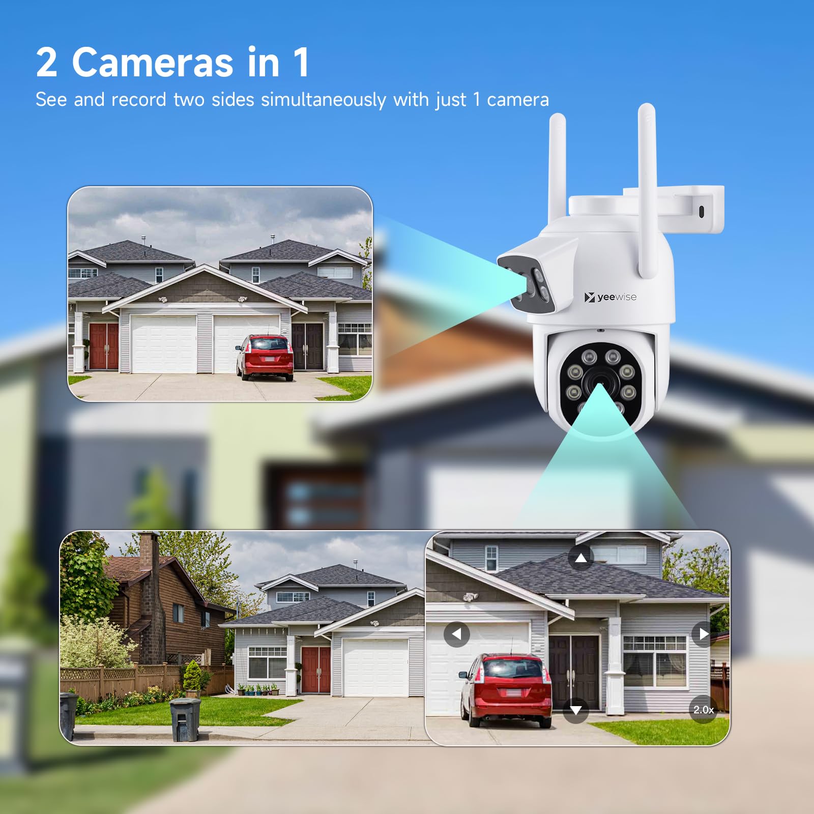 Dual Lens WiFi Security Camera with AI Tracking - WiFi 6 Outdoor PTZ Camera, 360° Panoramic View, 5GHz/2.4GHz Dual Band, Easy Bluetooth Setup, Plug-in Power - Ideal for Home Security, Baby Monitoring & Business Surveillance