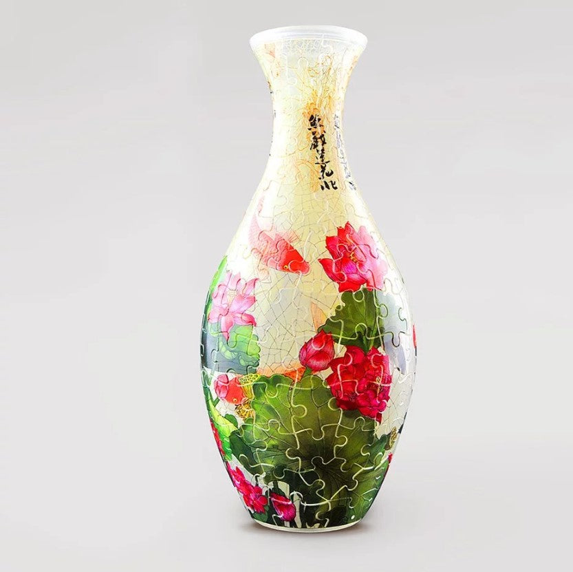 3D Jigsaw Puzzle Vase - Carp & Lotus Design - Unique Home Decor for Living Room, Office & Gift Ideas