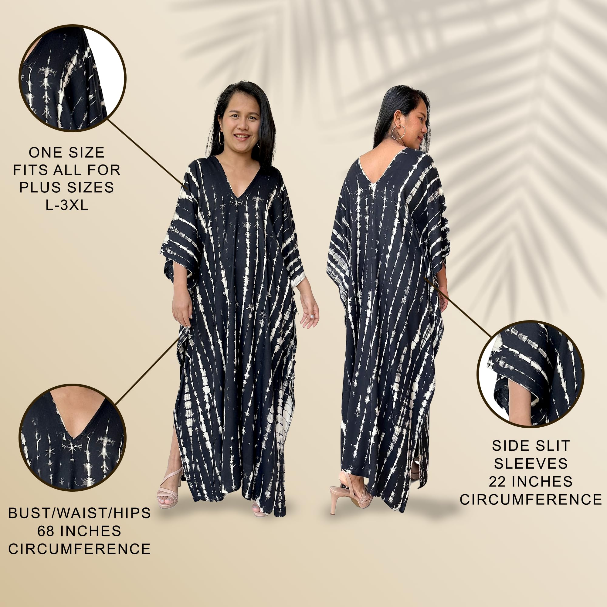 Plus Size Kaftan Dresses for Women - Handmade Tie-Dyed Oversized Maxi Dress | Beach Coverup, Swimsuit Wrap, Vacation Sundress & Lounge Wear (45