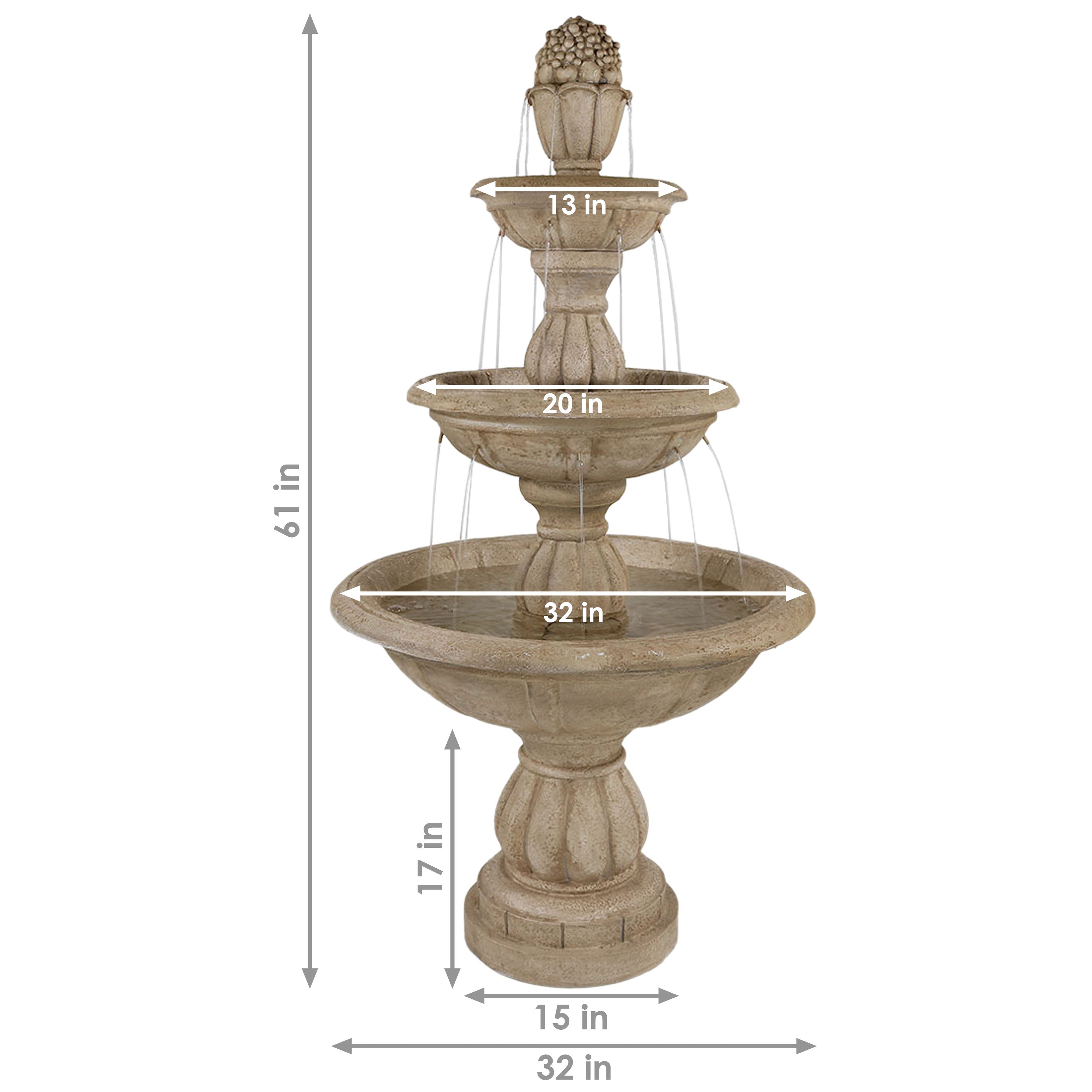 Sunnydaze 3-Tier Cornucopia Outdoor Water Fountain - 61