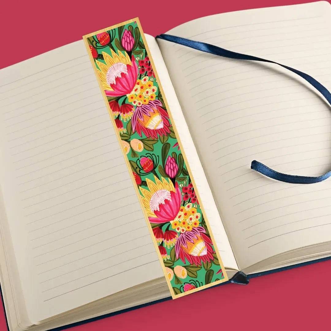 Festive Proteas Australian Wooden Bookmark - Handmade Floral Bookmark for Readers & Book Lovers - Perfect Gift for Bookworms, Birthday, Christmas & Reading Accessories