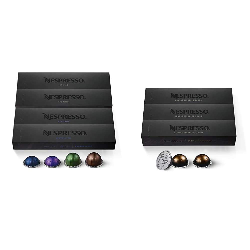Nespresso VertuoLine Dark Roast Coffee & Espresso Variety Pack (40 Capsules) + Double Espresso Scuro (30 Capsules) - Bold & Rich Flavors for Home & Office Coffee Lovers
