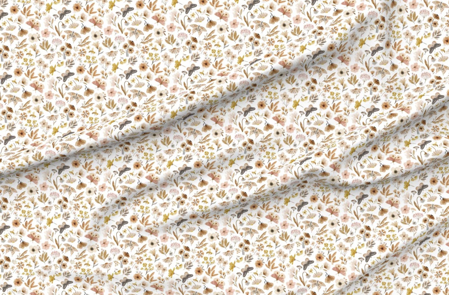 Premium Spoonflower Upholstery Velvet Fabric - Floral Garden with Butterflies & Bees Print for Home Decor, Apparel & DIY Projects | Fat Quarter, Spring Nature Design | Perfect for Curtains, Pillows & Clothing